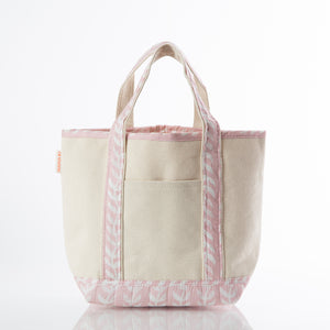 Powder Pink Block Print Handy Open Tote