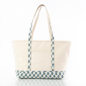 Aqua Block Print Large Classic Tote