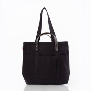CanvasCraft Black Leather-Handled Tote
