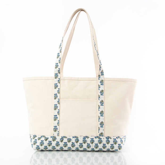 Aqua Block Print Large Classic Tote