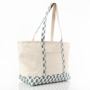 Aqua Block Print Large Classic Tote