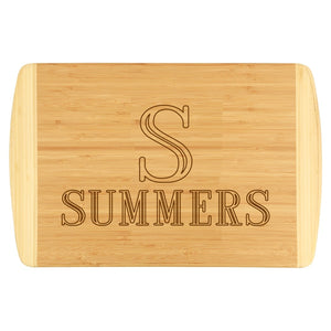 Single Initial Name Two-Tone Cutting Board 