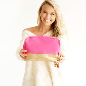 Hot Pink Cabana Cosmetic Bag