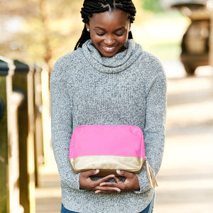 Hot Pink Cabana Cosmetic Bag