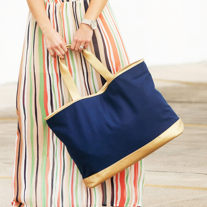 Navy Cabana Tote