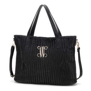 Textured Black Audrey Purse Single Initial