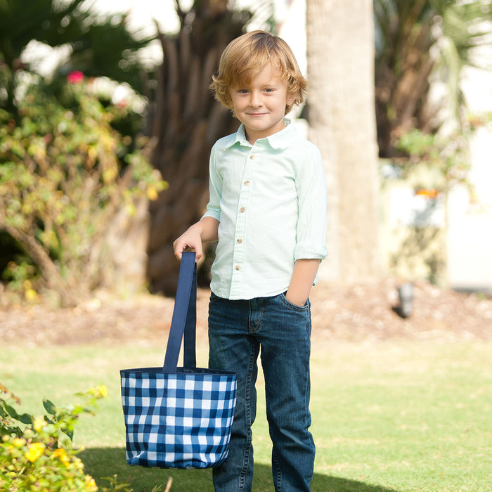 Navy Check Easter Bucket