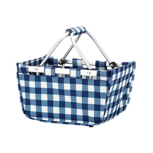 Navy Check Mini Market Tote