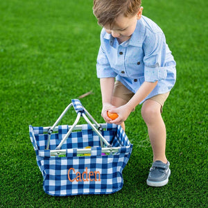 Navy Check Mini Market Tote 