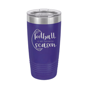 Football Is My Favorite Season Purple 20 oz. Insulated Tumbler