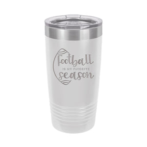 Football Is My Favorite Season White 20 oz. Insulated Tumbler