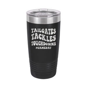 Tailgates, Tackles, Touchdowns Black 20 oz. Insulated Tumbler