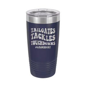 Tailgates, Tackles, Touchdowns Navy 20 oz. Insulated Tumbler