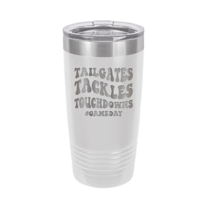 Tailgates, Tackles, Touchdowns White 20 oz. Insulated Tumbler