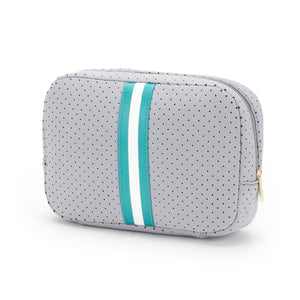 Teal Stripe Neoprene Cosmetic Bag